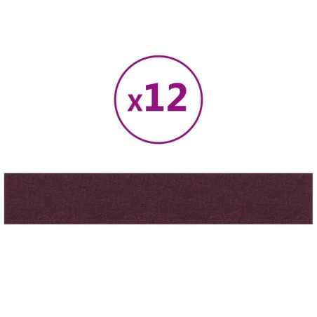 vidaXL Pannelli Murali 12 pz Viola 90x15 cm Tessuto 1,62 m²