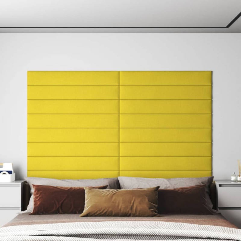 vidaXL Pannelli Murali 12 pz Giallo chiaro 90x15 cm Tessuto 1,62 m² vidaXL Pannelli Murali 12 pz Giallo chiaro 90x15 cm Tessuto 1,62 m²