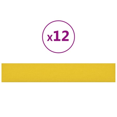 vidaXL Pannelli Murali 12 pz Giallo chiaro 90x15 cm Tessuto 1,62 m²