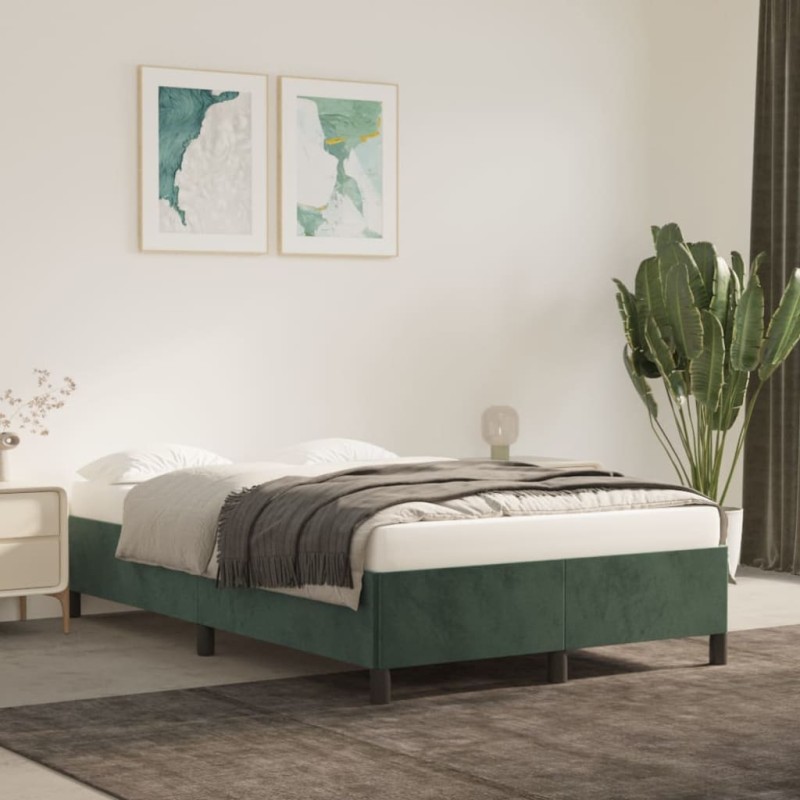 vidaXL Giroletto senza Materasso Verde Scuro 120x200 cm in Velluto