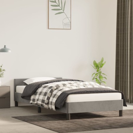vidaXL Giroletto con Testiera Grigio Chiaro 90x190 cm in Velluto