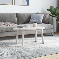 vidaXL Piano Tavolo Bianco 70x35x2,5cm in Legno Massello di Pino Ovale
