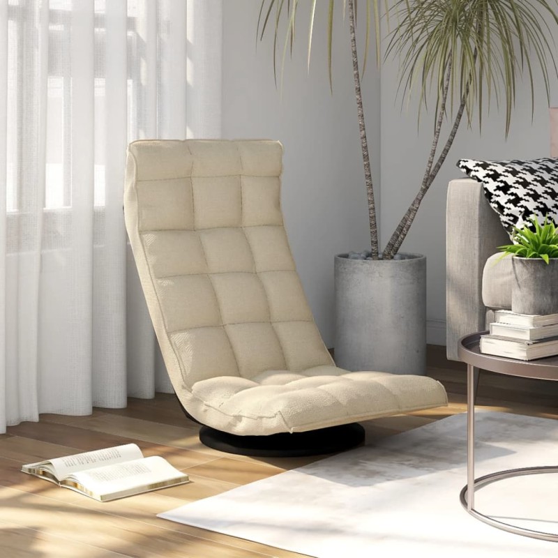 vidaXL Sedia da Pavimento Girevole Crema in Tessuto vidaXL Sedia da Pavimento Girevole Crema in Tessuto