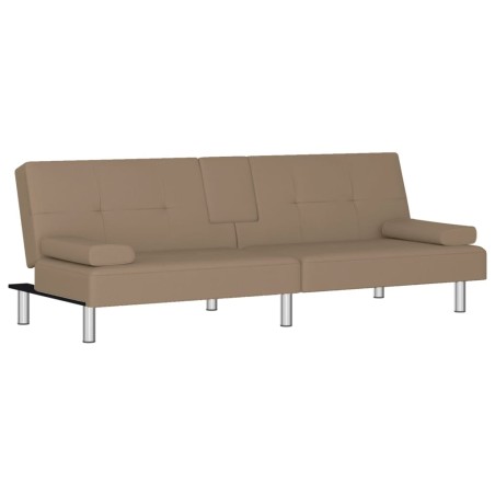 vidaXL Divano Letto con Portabicchieri in Similpelle Cappuccino