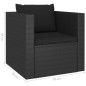 vidaXL Set Divani da Giardino 4 pz con Cuscini in Polyrattan Nero vidaXL Set Divani da Giardino 4 pz con Cuscini in Polyrattan Nero