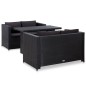 vidaXL Set Divani da Giardino 3 pz con Cuscini in Polyrattan Nero vidaXL Set Divani da Giardino 3 pz con Cuscini in Polyrattan Nero