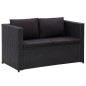 vidaXL Set Divani da Giardino 3 pz con Cuscini in Polyrattan Nero vidaXL Set Divani da Giardino 3 pz con Cuscini in Polyrattan Nero
