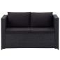 vidaXL Set Divani da Giardino 3 pz con Cuscini in Polyrattan Nero vidaXL Set Divani da Giardino 3 pz con Cuscini in Polyrattan Nero