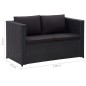 vidaXL Set Divani da Giardino 3 pz con Cuscini in Polyrattan Nero vidaXL Set Divani da Giardino 3 pz con Cuscini in Polyrattan Nero