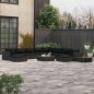 vidaXL Set Divani da Giardino 12 pz con Cuscini in Polyrattan Nero vidaXL Set Divani da Giardino 12 pz con Cuscini in Polyrattan Nero