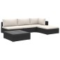 vidaXL Set Divani da Giardino 5 pz con Cuscini in Polyrattan Nero vidaXL Set Divani da Giardino 5 pz con Cuscini in Polyrattan Nero