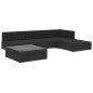 vidaXL Set Divani da Giardino 5 pz con Cuscini in Polyrattan Nero vidaXL Set Divani da Giardino 5 pz con Cuscini in Polyrattan Nero