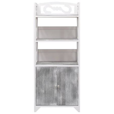 Armadietto Bagno Grigio e Bianco 46x24x116cm Legno di Paulownia