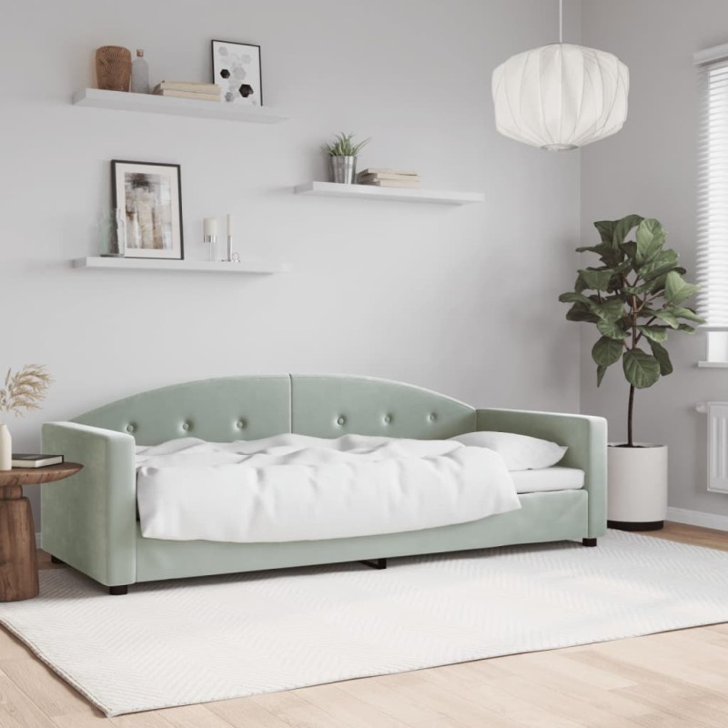 vidaXL Letto da Giorno Grigio Chiaro 80x200 cm in Velluto vidaXL Letto da Giorno Grigio Chiaro 80x200 cm in Velluto