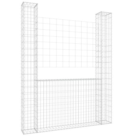 Gabbione a U con 2 Pali in Ferro 140x20x200 cm