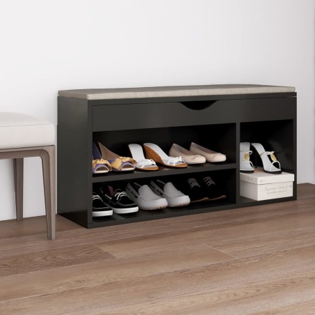 vidaXL Panca Portascarpe con Cuscino Grigio 104x30x49 cm in Truciolato