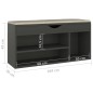 vidaXL Panca Portascarpe con Cuscino Grigio 104x30x49 cm in Truciolato vidaXL Panca Portascarpe con Cuscino Grigio 104x30x49 cm in Truciolato