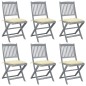 vidaXL Sedie da Giardino Pieghevoli 6pz con Cuscini in Massello Acacia vidaXL Sedie da Giardino Pieghevoli 6pz con Cuscini in Massello Acacia