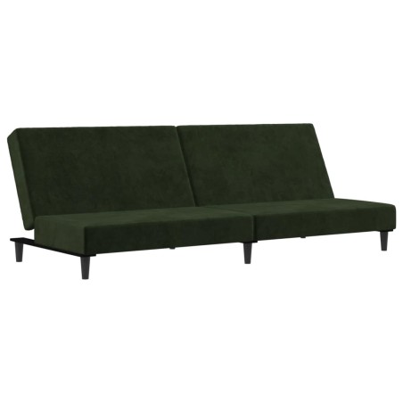 vidaXL Divano Letto a 2 Posti Verde Scuro in Velluto