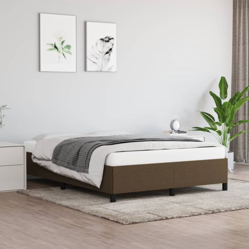 vidaXL Giroletto senza Materasso Marrone Scuro 140x200 cm Tessuto vidaXL Giroletto senza Materasso Marrone Scuro 140x200 cm Tessuto