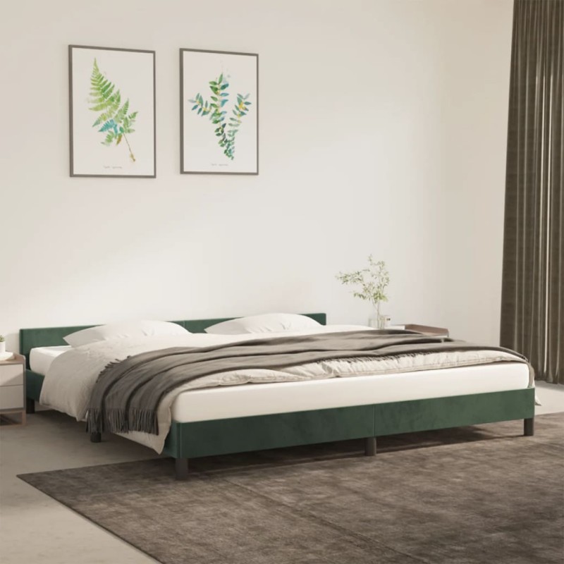 vidaXL Giroletto senza Materasso Verde Scuro 200x200 cm in Velluto