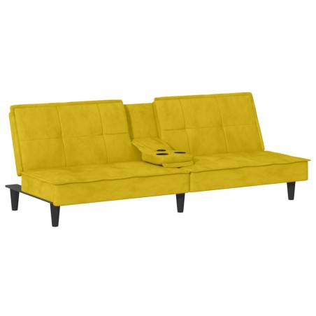 vidaXL Divano Letto con Portabicchieri in Velluto Giallo