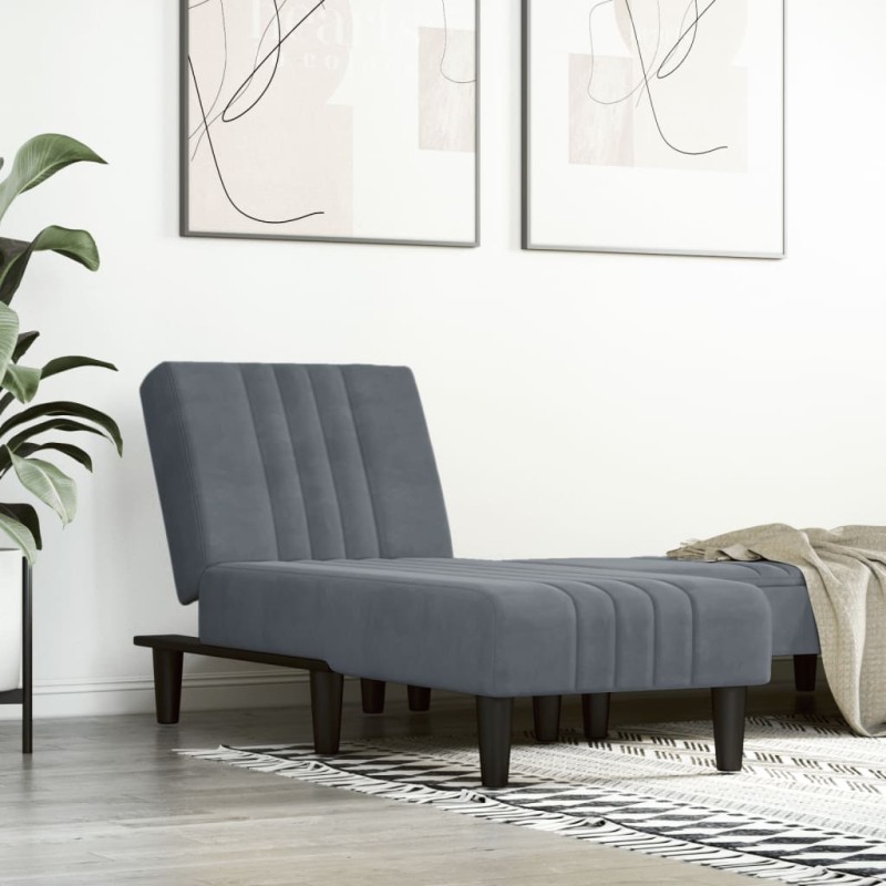 vidaXL Chaise Longue in Velluto Grigio Scuro vidaXL Chaise Longue in Velluto Grigio Scuro