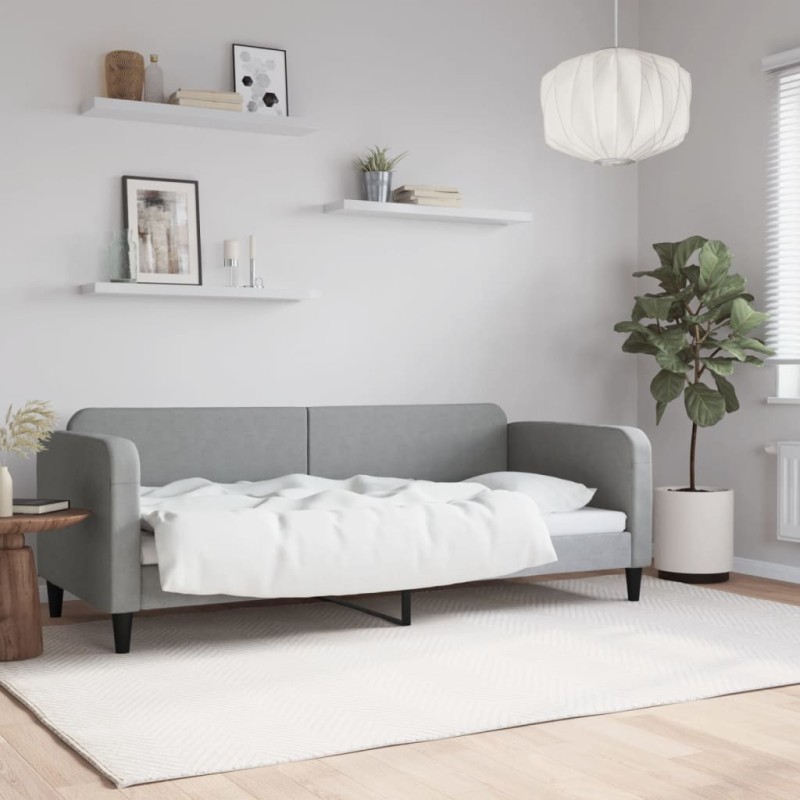 vidaXL Letto da Giorno Grigio Chiaro 80x200 cm in Tessuto vidaXL Letto da Giorno Grigio Chiaro 80x200 cm in Tessuto