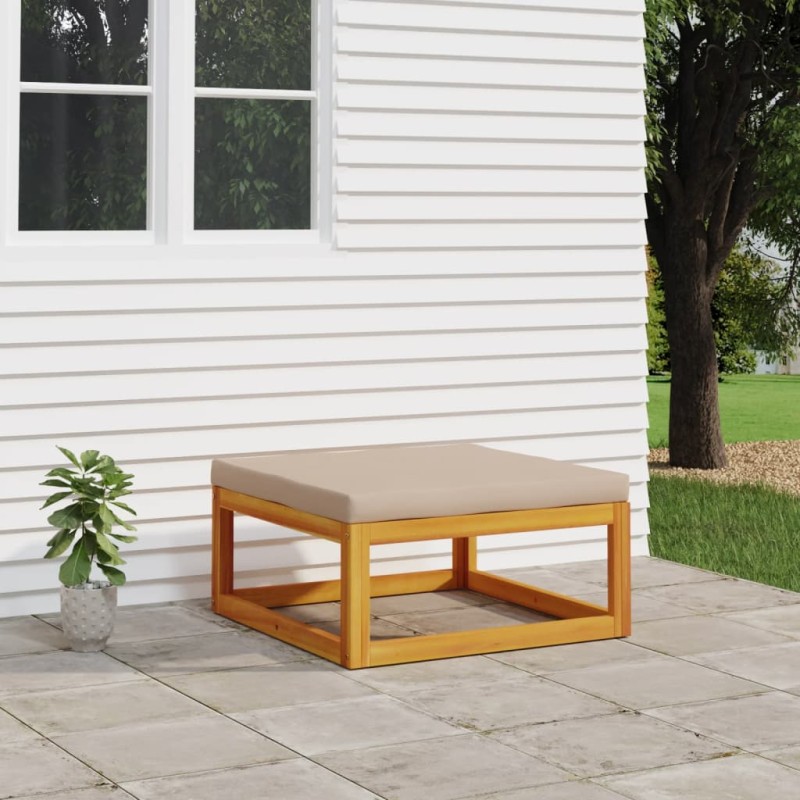 vidaXL Poggiapiedi Giardino con Cuscino Tortora Legno Massello Acacia vidaXL Poggiapiedi Giardino con Cuscino Tortora Legno Massello Acacia