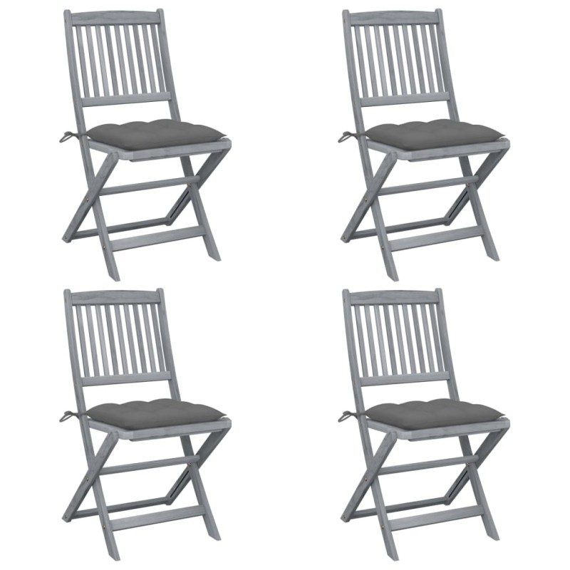 Sedie da Giardino Pieghevoli 4pz con Cuscini in Massello Acacia Sedie da Giardino Pieghevoli 4pz con Cuscini in Massello Acacia