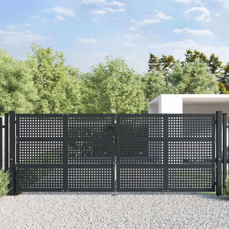 vidaXL Cancello Giardino Antracite 400x150 cm in Acciaio vidaXL Cancello Giardino Antracite 400x150 cm in Acciaio