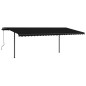 Tenda da Sole Retrattile Manuale con Pali 3,5x2,5m Antracite Tenda da Sole Retrattile Manuale con Pali 3,5x2,5m Antracite