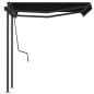 Tenda da Sole Retrattile Manuale con Pali 3,5x2,5m Antracite Tenda da Sole Retrattile Manuale con Pali 3,5x2,5m Antracite