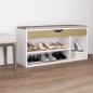 vidaXL Scarpiera con Cuscino Bianco e Rovere 104x30x49cm in Truciolato vidaXL Scarpiera con Cuscino Bianco e Rovere 104x30x49cm in Truciolato
