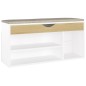vidaXL Scarpiera con Cuscino Bianco e Rovere 104x30x49cm in Truciolato vidaXL Scarpiera con Cuscino Bianco e Rovere 104x30x49cm in Truciolato