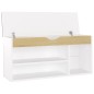 vidaXL Scarpiera con Cuscino Bianco e Rovere 104x30x49cm in Truciolato vidaXL Scarpiera con Cuscino Bianco e Rovere 104x30x49cm in Truciolato