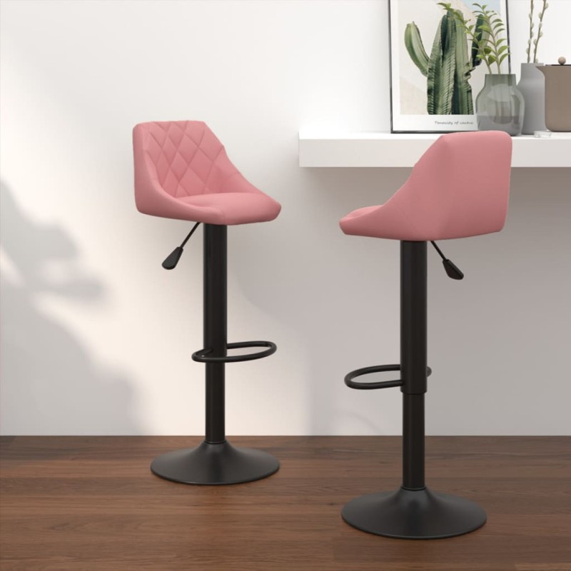 vidaXL Sgabelli da Bar 2 pz Rosa in Velluto vidaXL Sgabelli da Bar 2 pz Rosa in Velluto