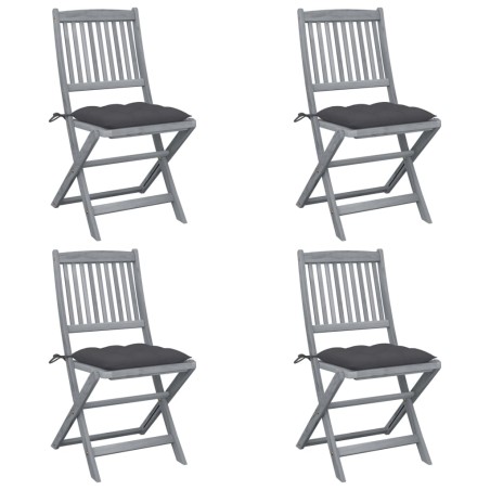 vidaXL Sedie da Giardino Pieghevoli 4pz con Cuscini in Massello Acacia