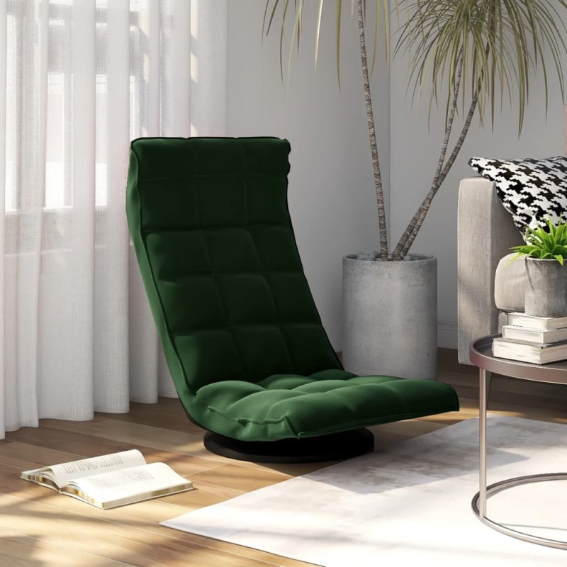 vidaXL Sedia da Pavimento Girevole Verde Scuro in Velluto vidaXL Sedia da Pavimento Girevole Verde Scuro in Velluto