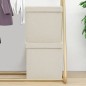 vidaXL Pouf con Contenitore Pieghevoli 2 pz Bianco Crema in Simil Lino vidaXL Pouf con Contenitore Pieghevoli 2 pz Bianco Crema in Simil Lino