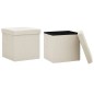 vidaXL Pouf con Contenitore Pieghevoli 2 pz Bianco Crema in Simil Lino vidaXL Pouf con Contenitore Pieghevoli 2 pz Bianco Crema in Simil Lino