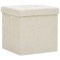 vidaXL Pouf con Contenitore Pieghevoli 2 pz Bianco Crema in Simil Lino vidaXL Pouf con Contenitore Pieghevoli 2 pz Bianco Crema in Simil Lino