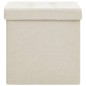 vidaXL Pouf con Contenitore Pieghevoli 2 pz Bianco Crema in Simil Lino vidaXL Pouf con Contenitore Pieghevoli 2 pz Bianco Crema in Simil Lino