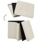 vidaXL Pouf con Contenitore Pieghevoli 2 pz Bianco Crema in Simil Lino vidaXL Pouf con Contenitore Pieghevoli 2 pz Bianco Crema in Simil Lino