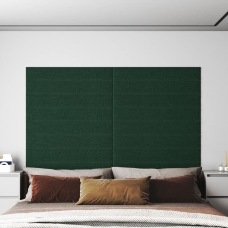 vidaXL Pannelli Murali 12 pz Verde Scuro 90x15 cm Tessuto 1,62 m²