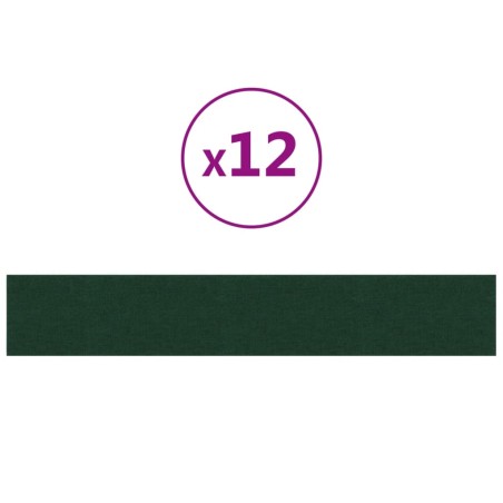 vidaXL Pannelli Murali 12 pz Verde Scuro 90x15 cm Tessuto 1,62 m²
