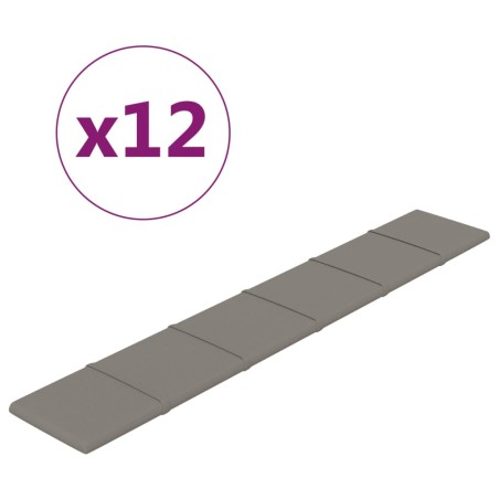 vidaXL Pannelli Murali 12 pz Grigio Chiaro 90x15 cm Velluto 1,62 m²