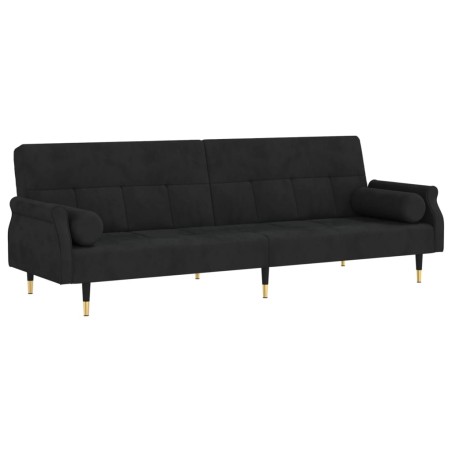 vidaXL Divano Letto con Cuscini Nero in Velluto