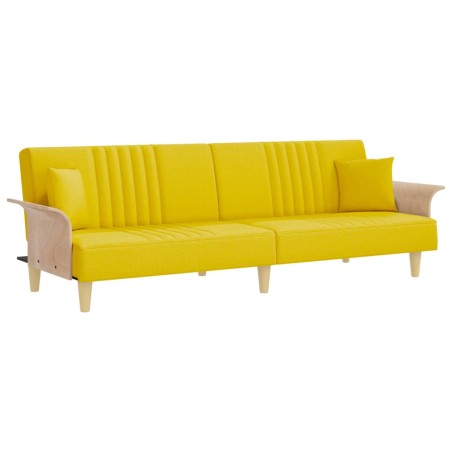 vidaXL Divano Letto con Braccioli Giallo Chiaro in Tessuto