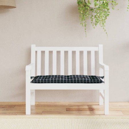 vidaXL Cuscino Panca Giardino Motivo a Quadri Nero 110x50x7 cm Tessuto